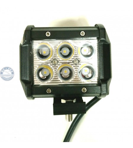 V06-18W: Farol Milha de Led Quadrado 4" 18 Watts p/ Quadriciclos, Off Road, veículos 4X4 e Tratores