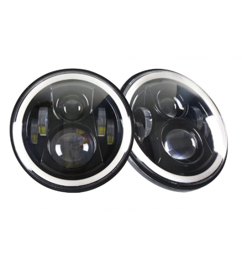 VD-08: Farol Angel Eye p/ Troller Willys Samurai e outros com 7 polegadas + suporte