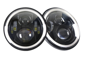 VD-08: Farol Angel Eye p/ Troller Willys Samurai e outros com 7 polegadas + suporte